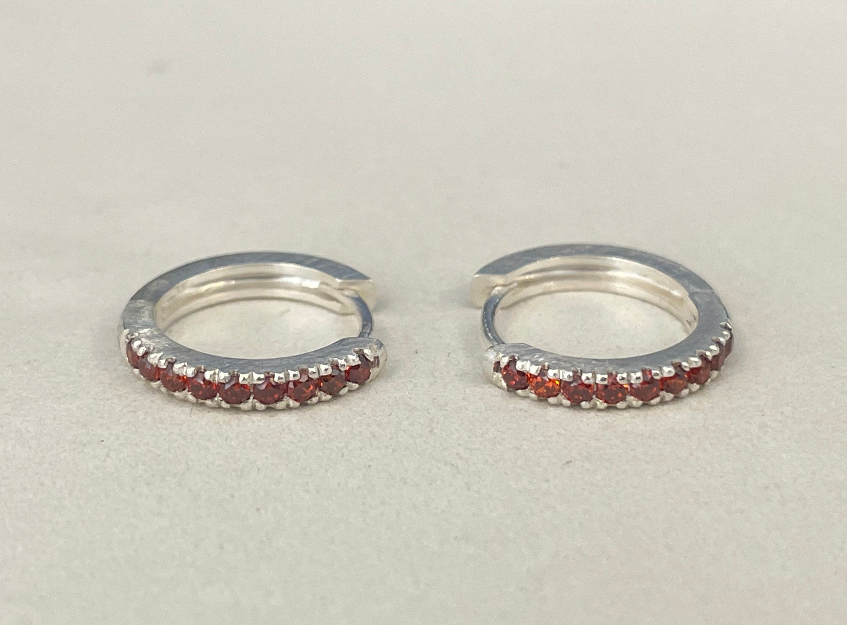 Garnet Hoop Earrings, January Birthstone Gifts, Huggies Hoop Earrings, Minimal Hoop Earrings